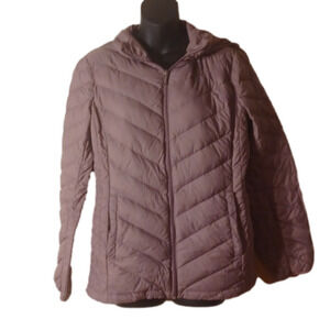 LONDON Fog 80 % down filled light slate purple/ lilac size medium puffer coat.